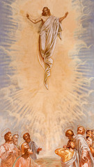Naklejka premium Banska Stiavnica - Ascension of Christ fresco in church of baroque calvary 