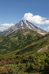 Landscape on Kamchatka: picturesque view of Viliuchinsky Volcano