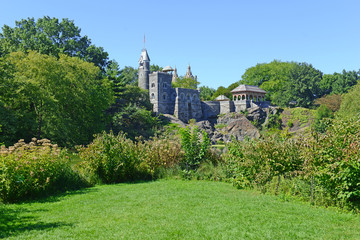 Fototapeta na wymiar Belvedere Castle is a tourist attraction in New York but also a meteorological landmark being the Central Park weather station for the National Weather Service 