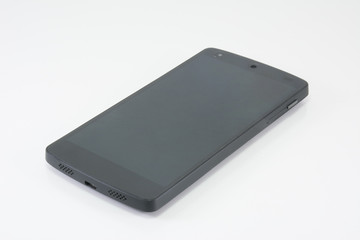 Black modern smart phones on white background