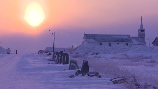 Sunset or sunrise at Churchill, Manitoba, Canada, Hudson Bay.