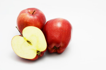 red apple on white ground
