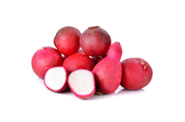 fresh red radish on white background