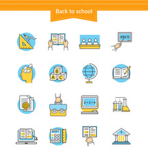 Set of Icons Back to School Flat Style