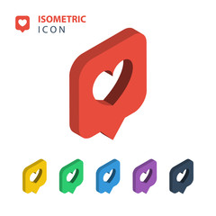 Isometric heart icon.