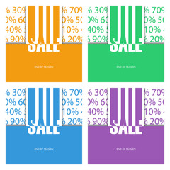 Set of color sale posters. End of season.