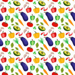 Vector seamless pattern with colorful vegetables.