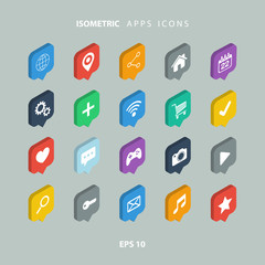 Set of isometric apps icons.