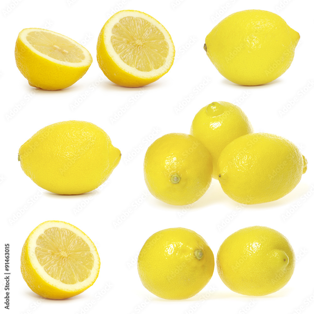 Wall mural lemons isolated on white background - Wall murals