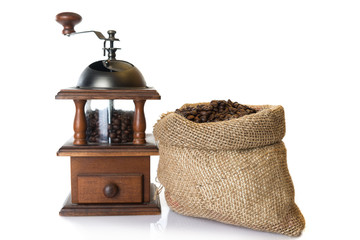 The stylized semi-antique coffee grinder