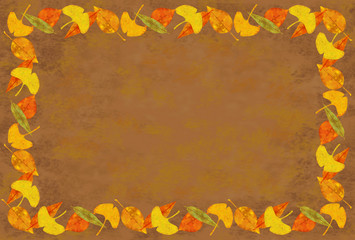 落ち葉　フレーム　はがき
