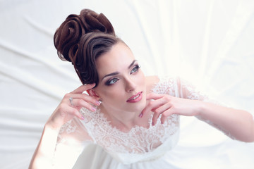 Closeup portrait of young gorgeous bride