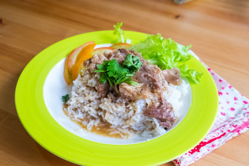 steamed pork on rice