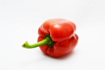 red and green bell pepper on white background