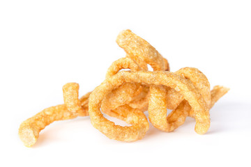 Crispy Pork , Pork rind on white background , isolate
