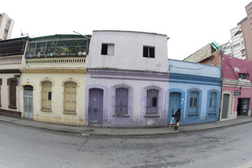 Old colorful and dilapidated houses on Avenida San Martín. Caracas Venezuela.