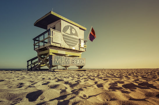 Lifeguard Tower in South Beach, Miami Beach