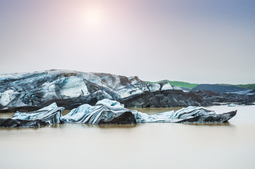 Icebergs in glacial lagoon.