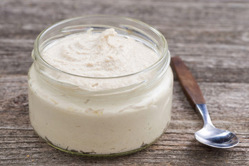sweet milk cream in a glass jar