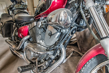 Fototapeta na wymiar Detail of the engine of motorcycle