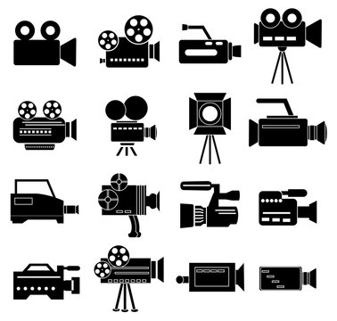 Video camera icons set