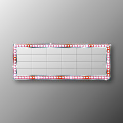 Glowing cinema signboard with light bulbs on the contour