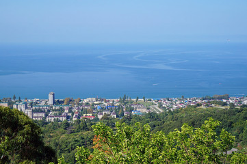 Obraz premium View from Mamzyshkh's mountain on the city of Gagra