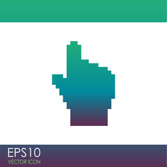Pixel hand cursor. Vector icon.
