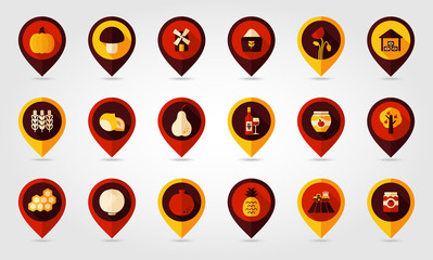Autumn Harvest Thanksgiving flat mapping pin icon