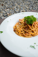 spaghetti pasta with tomato sauce