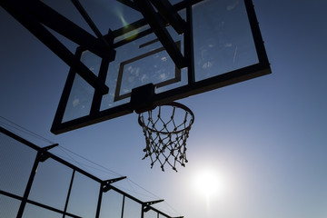 basketball hoop and court