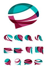Set of abstract speech bubble and cloud icons, business logotype