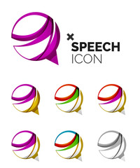 Set of abstract speech bubble and cloud icons, business logotype