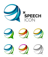 Fototapeta premium Set of abstract speech bubble and cloud icons, business logotype