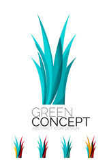 Set of abstract eco plant icons, business logotype nature green