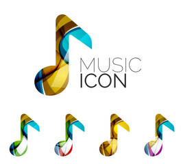 Set of abstract music note icon, business logotype concepts