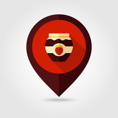 Strawberry jam jar flat mapping pin icon