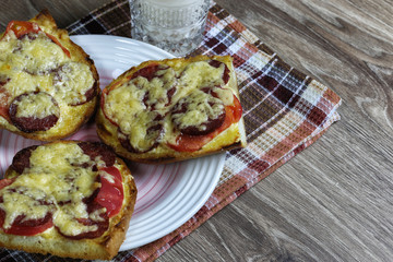 breakfast sandwich with hot milk