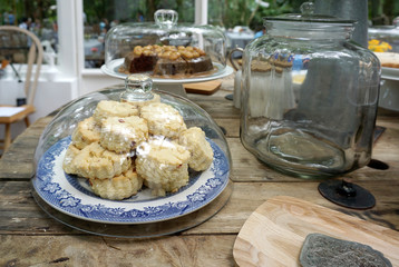 Scone on vintage plates