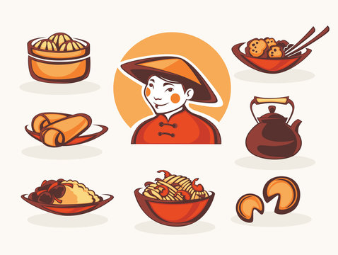 vector collection of chinese food symbols..