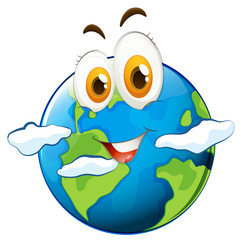 Blue planet with happy face