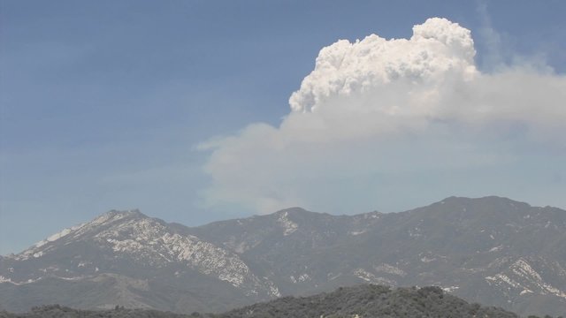 Time lapse of a huge smoke plume from wildfires in the Santa Ynez Mountains, California.