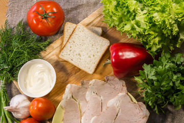 Ingredients for cooking sandwich