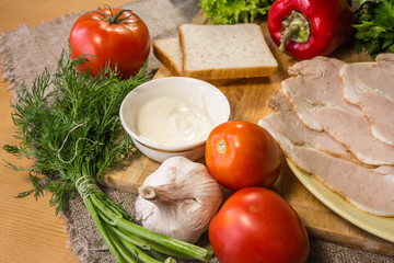 Ingredients for cooking sandwich