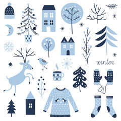 Set of Christmas graphic elements, collection design elements, vector images