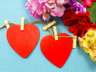 heart background valentine's day with beautiful flower bouqet