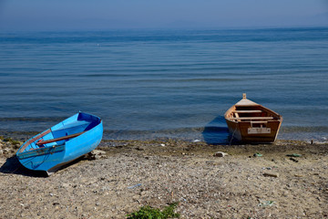 Naklejka premium Boats on the beach