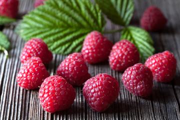 Fresh raspberry organic vegetarian diet snack macro closeup