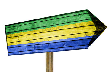 Gabon Flag wooden sign isolated on white
