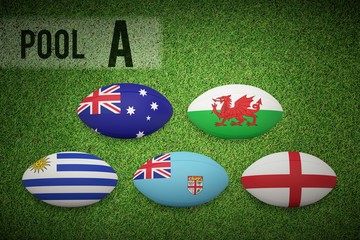 Composite image of rugby world cup pool a